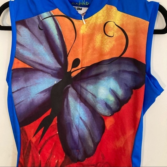 Vintage Pearl Izumi watercolor butterfly biking top M - Picture 2 of 5